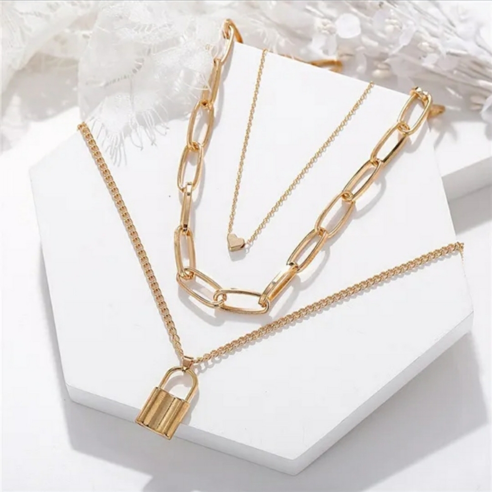 New 14k Gold plated necklace.3  layers